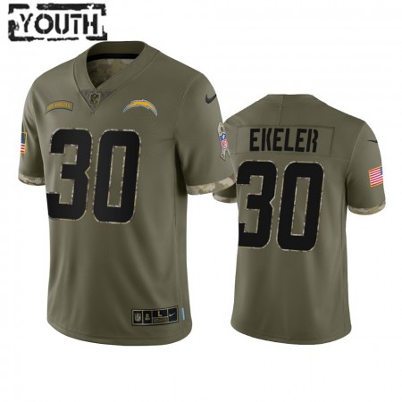 Camiseta Niño NFL Los Angeles Chargers Austin Ekeler 30 Olive 2022 Salute To Service